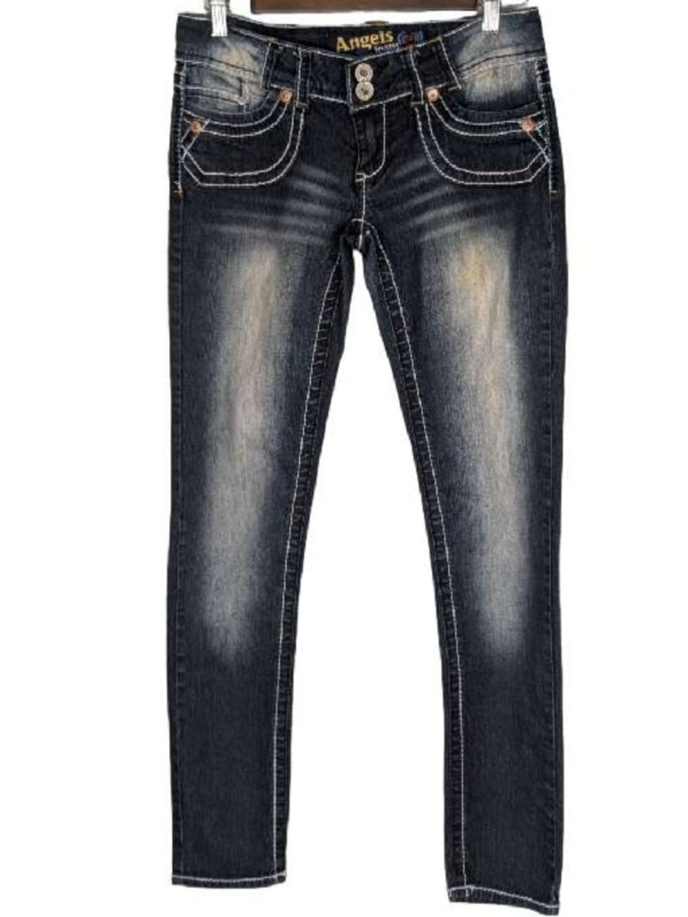 Angels Denim Skinny Jeans Size 5 Juniors White Stitching